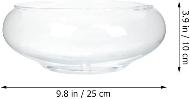 GANAZONO Glass Fish Bowl Small Fish Tank 9.84X9.84X3.93In Clear Desktop Aquarium Hydroponic Plant Pot for Home Office Garden Wedding Decoration