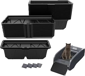 20PCS Disposable Waste Receptacles Compatible with Natures Miracle 2nd,for LitterMaid Litter Box 3rd,Disposable Cat Litter Box with Charcoal Bags (Machine NOT Included)