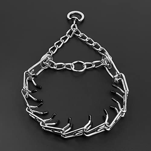 CBBPET Dog Prong Collar, Adjustable Dog Training Collar with Quick Release Buckle for Small Medium Large Dogs (Silver, L/3.5mm Neck: 18"-20'' Weight:70 lbs)
