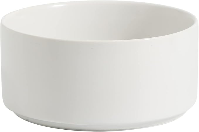 Ceramic 6.1inch Non-Slip Dog Food and Water Bowl for Small & Medium Breed Dogs,Pet Bowl for Replacement, Protects Cervical Spine (White)