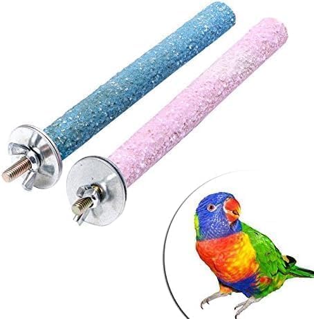 2 Pcs Multi-Color Random Bird Perch Stand Toy Wood Parrot Perch Stand Grinding Claw Sticks Sanded Surface Cage Toy for Parakeets Finches Parakeet Toys Birdcage Accessories, Perches