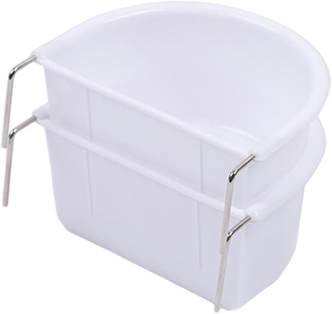 2 Pieces Bird Feeding Dish Parrot Cage Feeder, Feeding Bowl, Cage Bowl Bird Food Tray Sturdy for Conures Budgie Small Animals, 10.9cmx9.8cmx5.4cm