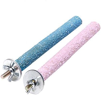 2 Pcs Bird Perch Stand, Birdcage Accessories, Bird Perch Stand Random Color, Wood Parrot Grinding Claw Sticks, Bird Perches, Cage for Parakeets, Standing Tools