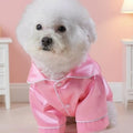 Cat Puppy Costume Elegant Satin Pajamas with Bow Headband 2PCs Set Pet Sleepwear Cute Pet Outfit Cosplay Partywear Photoshoots (Pink Set,X-Small)