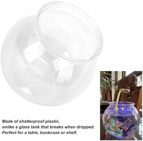 4.9x3.9 Inch Mini Plastic Transparent Fish Bowl Shatterproof Aquarium for Small Fish Desk Decor Tank with High Light Transmittance(M)