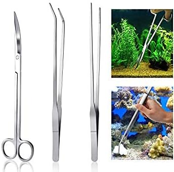 Aquarium Plants Tools, Aquascaping Tweezers Scissor Spatula Tool Stainless Steel Aquarium Tank Aquascaping Tools Set for Fish Starter Kits (3pc/4pc/5pc) (5 PCS)