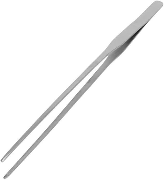 FRCOLOR 2pcs Stainless Steel Aquatic Plant Tongs Straight Curved Tweezers for Fish Tank Maintenance Resistant Tools for Planting and Arranging Aquarium Plants