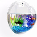 Acrylic Wall Mounted Fish Bowl, Hanging Aquarium Transparent Plastic Bubble Gold & Betta Fish Tank,Round Pot Flower Plant Vase Home Decoration (S: 190mm)