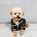 Cat Puppy Costume Elegant Satin Pajamas with Bow Headband 2PCs Set Pet Sleepwear Cute Pet Outfit Cosplay Partywear Photoshoots (Black Set,X-Small)