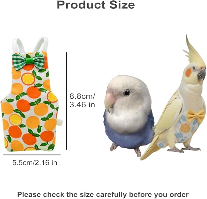 Bird Diapers for Parrot, Cockatiels Conure Monk Parakeets Pigeon, Reusable Parrot Nappy, Bird Clothes for Parrots (Yellow, S, Count, 6)