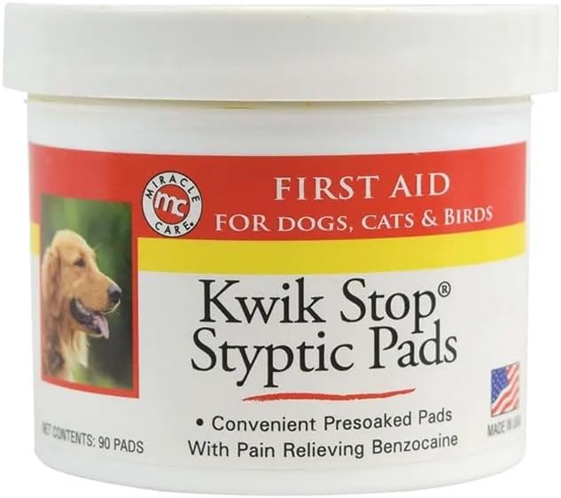 Styptic Kwik Stop Dog Cat Bird Ferret Helps Stop Bleeding Fast Powder Gel Pads or Swabs (90 Count Pads)