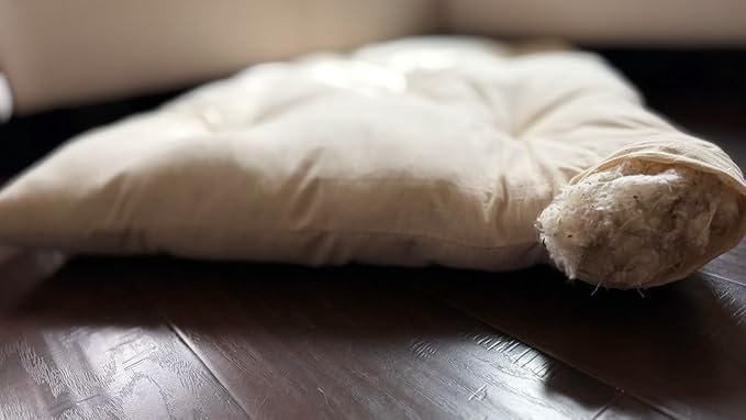 Rectangular Muslin Dog Bed Insert with Raw Cotton Filler, Natural Pet Bed Cushion Insert, Breathable Inner Pillow for Dog Bed Covers (Small 24"x15"x3")