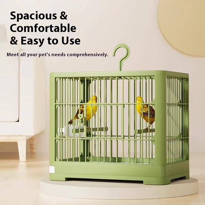 2026 New Bird Carrier Cage, Travel Bird Cage, Portable Bird Carrier, Small Birds Lightweight Parrots Cage, Detachable Tray Hook Handle Easy Transport Bird House for Travel Outdoor (Gray)