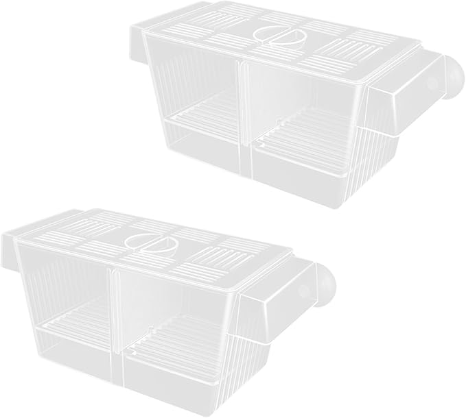 2PCS Clear Breeding Box Safe Incubator for Aquarium Fish Shrimp Fry Protections with Water Circulations 2 Dividers Fish Breeding Tanks