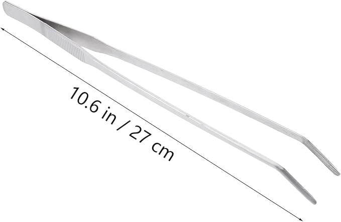 POPETPOP Stainless Steel Curved Tip Aquatic Plant Tweezers for Fish Tank Ergonomic Design for Easy Trimming of Foreground Plants Resistant Tongs for Aquarium Use