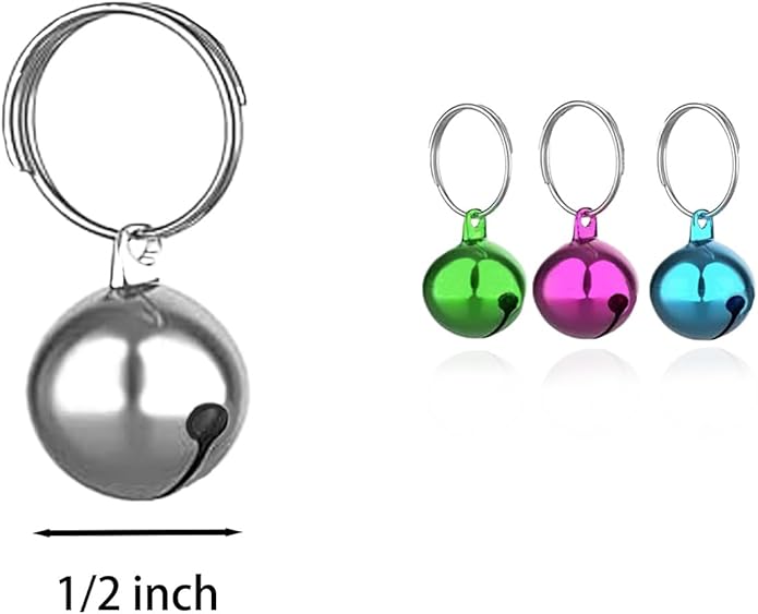 SKYPIA Round Dog Bells Dog Charm Bells Pet Pendant, 3 PCS Anti-Lost Training Bells for Collars, Suitable for Pet Pendant Accessories 1/2-Inch Gold