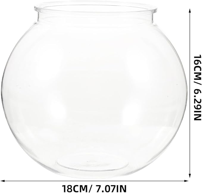 Balacoo Plastic Fish Bowl, Large Clear Aquarium Bowl, Break Resistant Round Vase Pot Bubble Planter, Betta Fish Tank for Desktop, Home, Wedding Decor 7.1 X 6.3 Inches