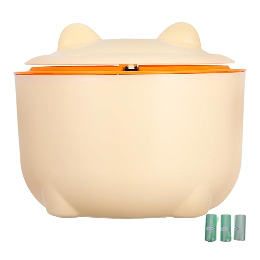 SUPVOX Enclosed Cat Litter Disposal Bin with Lid, Large Capacity Plastic Trash Bucket for Pet Waste, Includes 90 Drawstring Garbage Bags, Odor-Sealing Design for Bathroom and Home Use