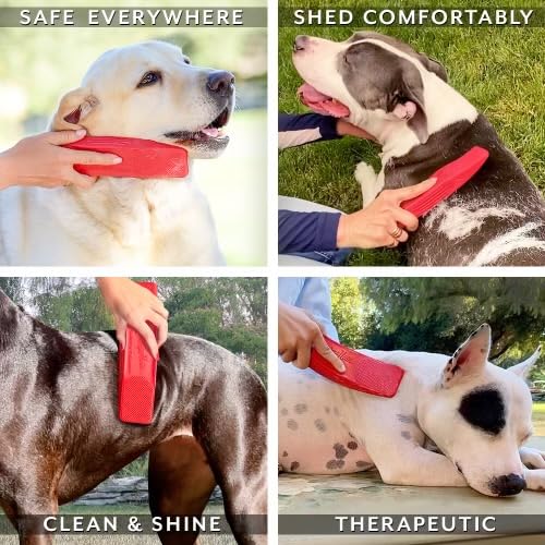 StripHair DOG Grooming Kit 8-piece: The Gentle Groomer 6-in-1 Shedding Coat Shine Massage and Pet Hair Remover Tool, Storage Pouch, 2 Packs Bamboo Wipes, 2 Coat Cleaners, Dog Bowl, Tote Bag