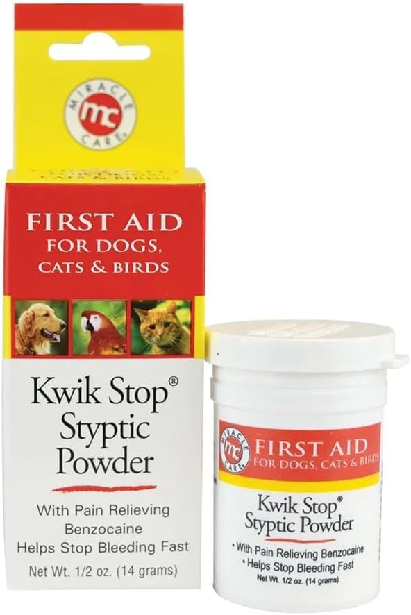 Styptic Kwik Stop Dog Cat Bird Ferret Helps Stop Bleeding Fast Powder Gel Pads or Swabs (1.5 oz Powder)