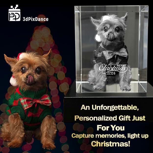 Dog Memorial Gifts for Pet Loss – Personalized Crystal Photo for Dogs & Cats, Custom Laser Etched Crystal (Heart Shape, Small Size)