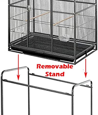 64" Extra Large Wrought Iron Side Nesting Box Doors Flight Breeding Canary Parakeet Cockatiel Lovebird Finch Bird Cage Easy Clean Pull Out Tray with Removable Rolling Stand