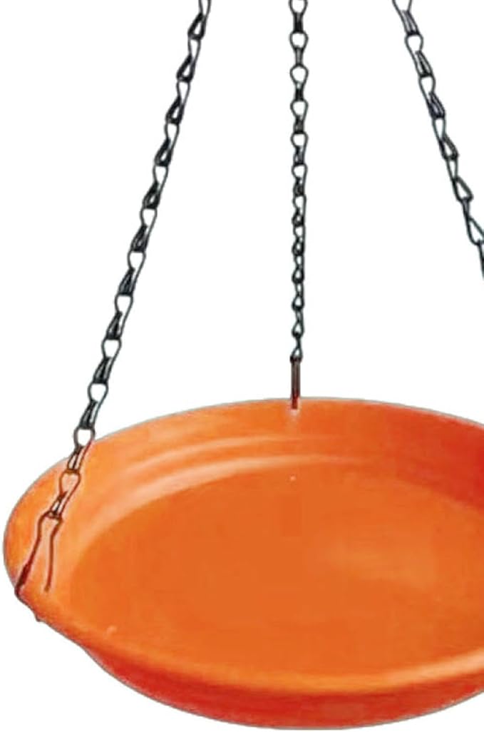 Hanging Bird Feeder and Waterer Tray Bird Food Tray Outdoor Birdbath Hanging Backyard Birdbath for Garden Balcony Trees Lawn, Brown Red