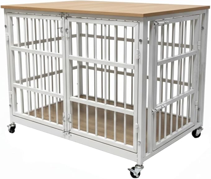 38" Dog Crate Furniture, Heavy Duty Dog Kennel Indoor for Large Dogs, Escape-Proof and Chew-Proof Wooden Dog Cage for high Anxiety Dog, Decorate House as TV Stand, End Table