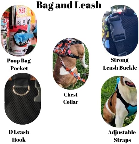 PawLook Dog Backpack to Wear with Chest Harness Self Carrier dogbag with Additional Pocket for Poop Bag Anti Slip Stylish Dog Bag for Your pet Street Smart Serie Pawsup Orange Small