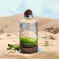 Glass Aquarium with Wooden Base, Microecosphere Fish Tank, Transparent Bottle-Shaped Batta Fish Bowel, Micro-Landscape Ecological Aquarium, Modern Glass Goldfish Tank,M