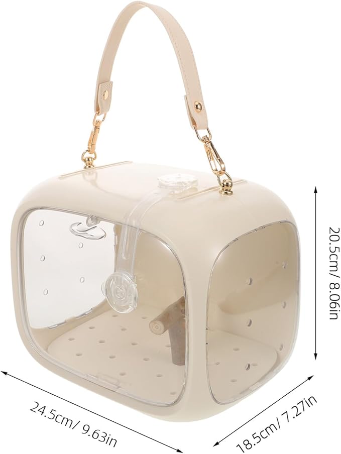 Portable Parrot Carrier Cage with Adjustable Strap Detachable Outdoor Bird Cage with Stand Perch and Breathable Panels Cockatiel Take-Out Bird Carrier