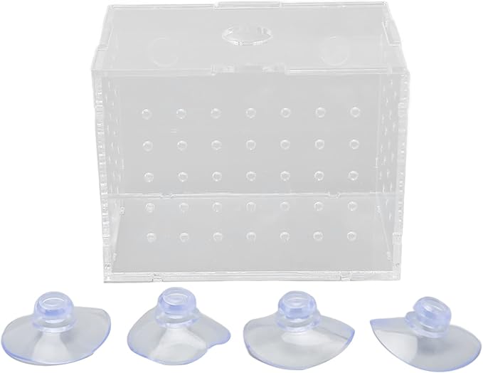 Fish Breeder Box, High Transparency Acrylic Hatchery Incubator Tank, Aquarium Fish Breeding Box with Suction Cups, Isolation Box for Baby Fishes Shrimp Clownfish, Easy to Observe a (9 * 6 * 7CM)