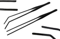 G.S Aquarium Tweezers Stainless Steel Straight and Curved Tweezers Set for Fish Tank Aquatic Plants Long Handle Reptile Feeding Tongs,10.5 inch Black