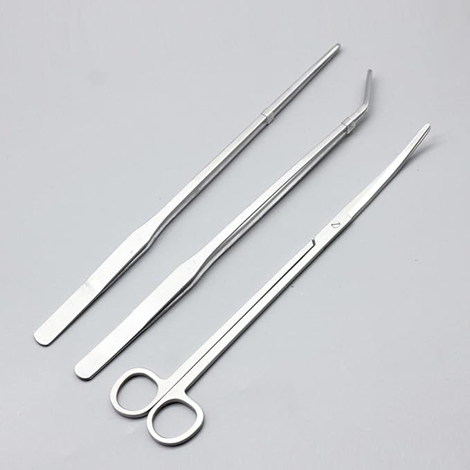 Aquarium Plants Tools, Aquascaping Tweezers Scissor Spatula Tool Stainless Steel Aquarium Tank Aquascaping Tools Set for Fish Starter Kits (3pc/4pc/5pc) (3 PCS)