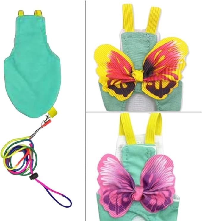 Escape-Proof Parrot Harness & Leash Set with Diaper - Adjustable Flight Suit with Bow & Safety Cord for Conures, African Grey, Parakeets, Doves (Pink-S)