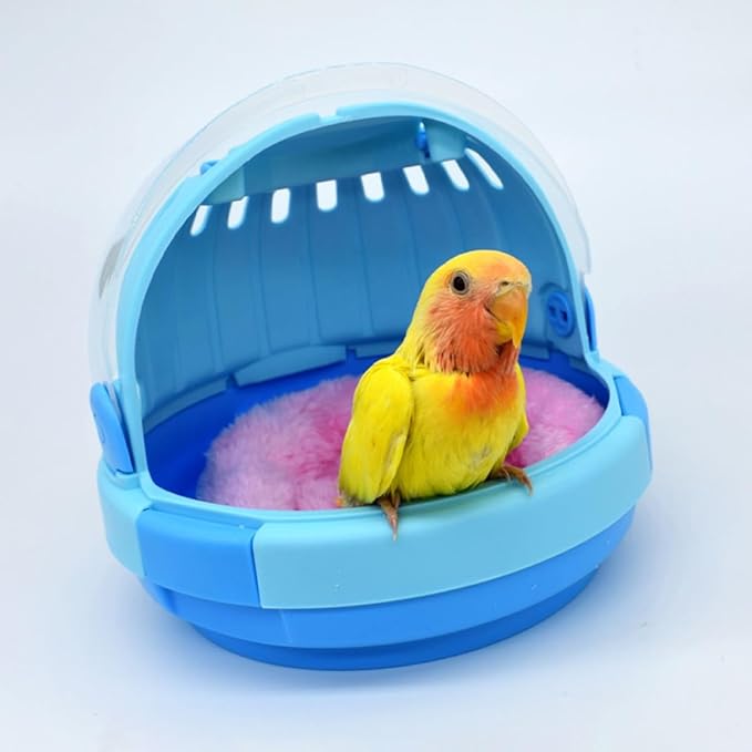 Portable Parrot Travel Cage Handheld Birds Carrier Lightweight with Plush Nest for Budgerigar and Small Parakeets Outdoor Use