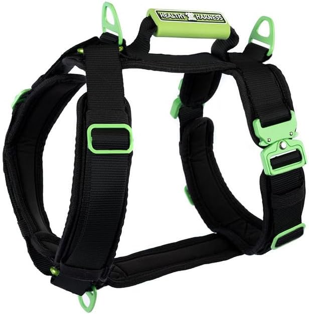Ultimate Urban Premium Dog Harness - Heavy Duty/No Choke/Pull/Escape Dog Harness with Adjustable Padding, Easy On/Off, High Strength Metal Buckles, Emergency Handle and 3 Connect Points (Black, XXL)
