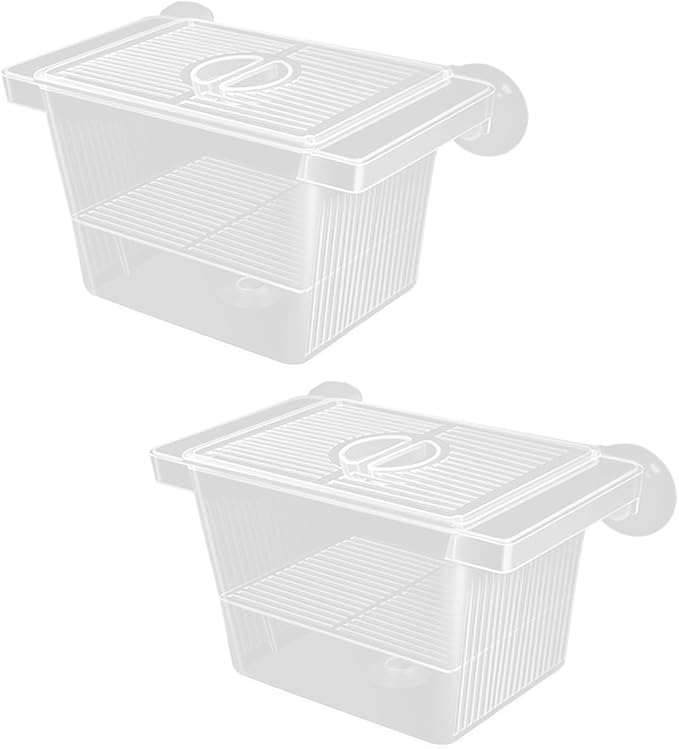 2PCS Clear Breeding Box Safe Incubator for Aquarium Fish Shrimp Fry Protections with Water Circulations 2 Dividers Fish Breeding Tanks