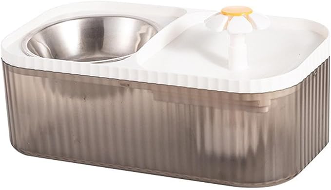 2 in 1 Cat Fountain and Food Bowl, Automatic Pet Water Dispenser, Cat Feeding and Watering Supplies (Filters)
