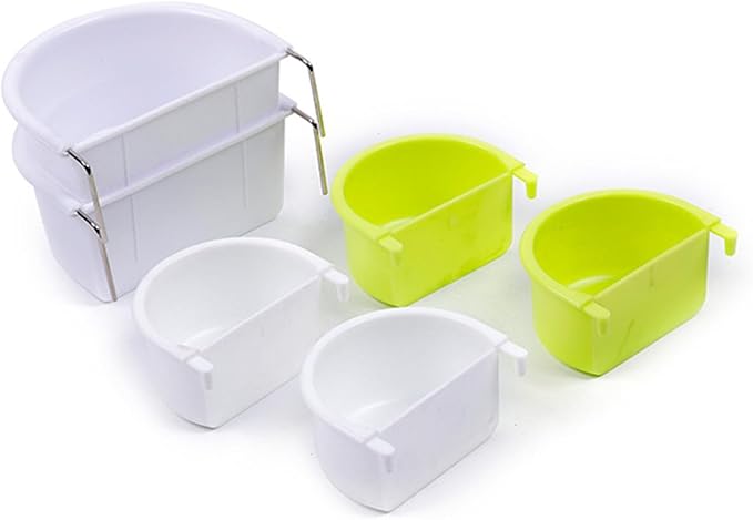 2 Pieces Bird Feeding Dish Parrot Cage Feeder, Feeding Bowl, Cage Bowl Bird Food Tray Sturdy for Conures Budgie Small Animals, 10.9cmx9.8cmx5.4cm