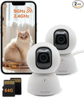 Sensforge 2.5K Indoor Pan-Tilt Dome Security Camera, AI Human & Pet Detection, 360° Coverage, Two-Way Audio, Dual-Band Wi-Fi (2.4G/5G), 64GB SD Card Included, No Monthly Fees (2, White)