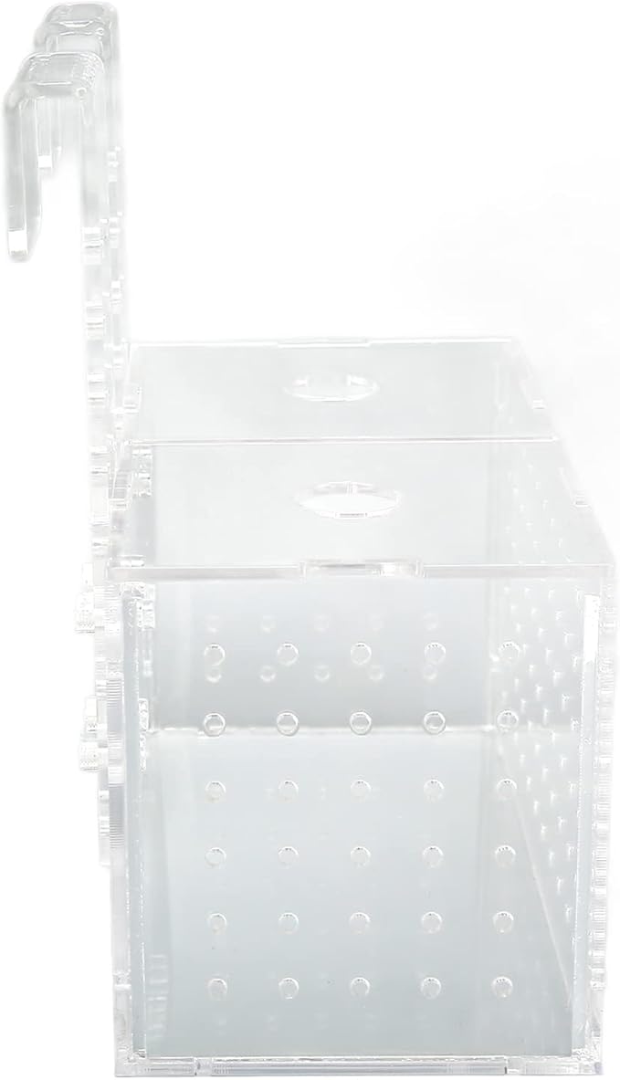 Fish Breeding Isolation Box, Acrylic Aquarium Hatchery with Transparent Lid, Adjustable Hook Installation for Fish Tank, Guard Small Fish from Attack with Hole Design for Better Wa (17 * 9 * 10CM)