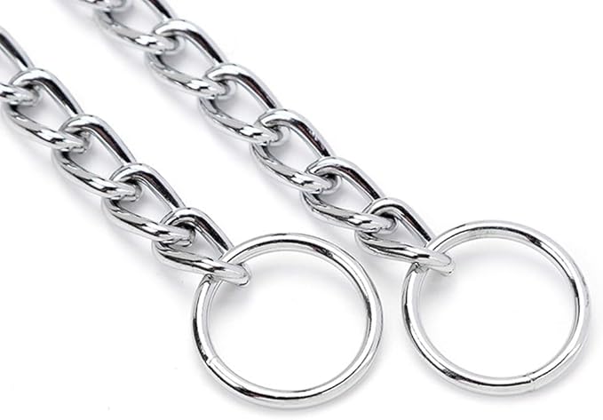 Chain Choke Collar for Dogs, Metal Slip Link Training Heavy Duty Dog Collar Martingale Puppy Collars for XXS XS Small Medium Large Big XL Breed Dogs (Silver, XS(Neck Max 12inch) D2.0mm)