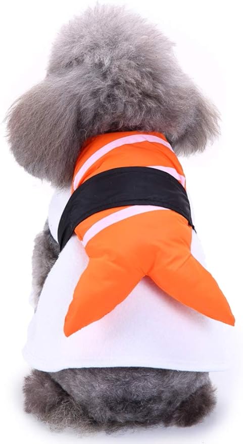 Halloween Fancy Fleece Dogs Cats Warm Costumes Coat Shrimp Sushi for Teddy, Pug, Chihuahua, Shih Tzu, Yorkshire Terriers, Papillon V-Sushi S