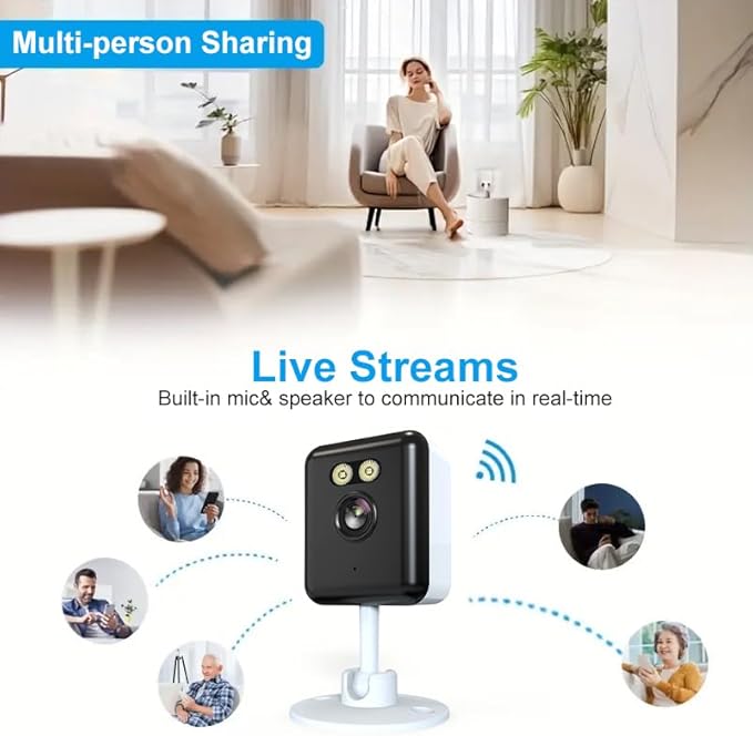 4pcs 5MP WiFi Camera,Cameras for Home Security with Night Vision,Pet Cameras with Phone App,2K Indoor Security Camera,Motion Detection,2-Way Audio,WiFi Home Camera,24/7 SD Card Storage (3)