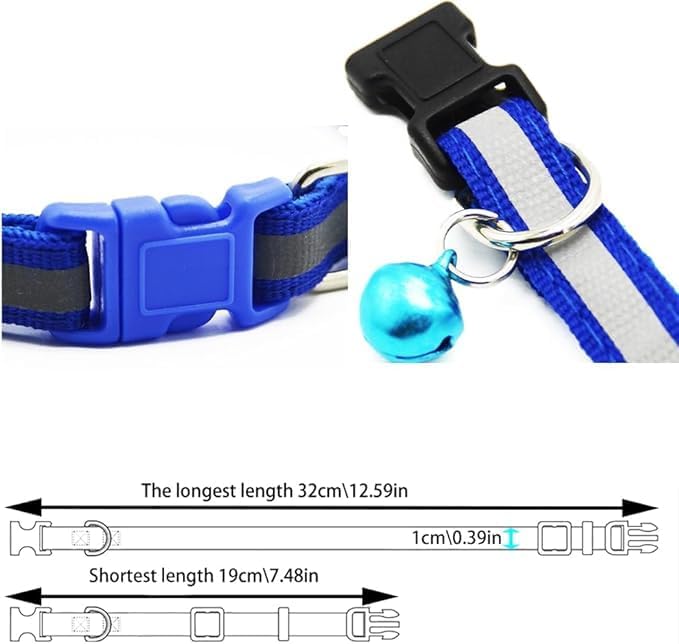 Reflective Puppy Collar and Leash Sets, XS Dog Collar and Leash Adjustable Quick Release Kitten Collar with Bell for Tiny Little XXS Extra Small Breed Pets Dogs Cats Girls Female, Hot Pink