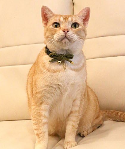 Necoichi Zen Fish Charm Cat Collar (Green) with Bell Safety Breakaway Soft Lightweight for Cats Kitty Kitten Japanese Stylish Pattern, No.1 Seller in Japan