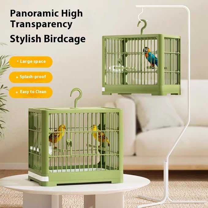 2026 New Bird Carrier Cage, Travel Bird Cage, Portable Bird Carrier, Small Birds Lightweight Parrots Cage, Detachable Tray Hook Handle Easy Transport Bird House for Travel Outdoor (Orange)