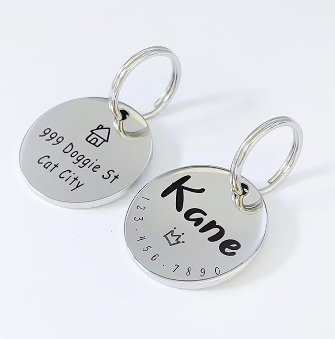 Cats Dogs ID Tags Personalized Cute Symbols Pets Collar Name Accessories Simple Custom Engraved Pet Name Tags Anti-Lost Stainless Steel Charm (Gold)