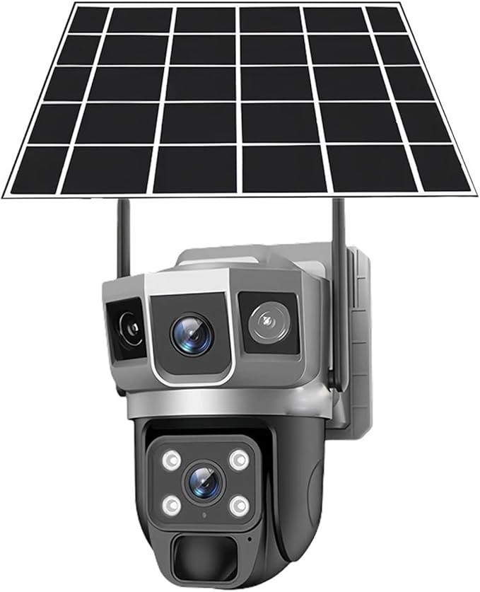 for Outdoor Camera Battery CCTV Monitor 4G SIM Card Network IP Security Pet Camera Motion Detection 3 Screen PTZ Camera(WiFi CCTV 64G Card)